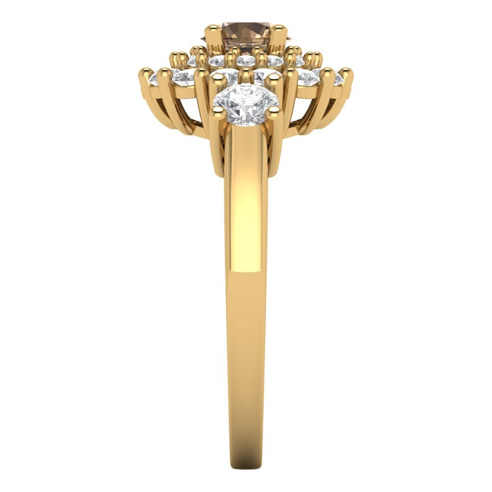 1.4 cttw Zirconia Simulated Champagne Diamond Hidden Halo Engagement Ring - Solid Gold (VVS1, Round Cut,5.0mm)