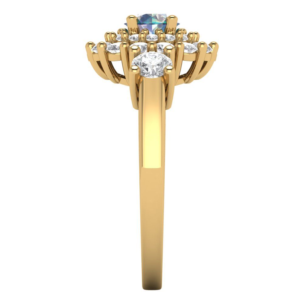 1.4 cttw Blue Moissanite Hidden Halo Engagement Ring - Solid Gold (Round Cut,5.0mm)