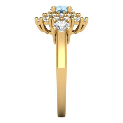 1.4 cttw Natural Sky Blue Topaz Hidden Halo Engagement Ring - Solid Gold (Round Cut,5.0mm)