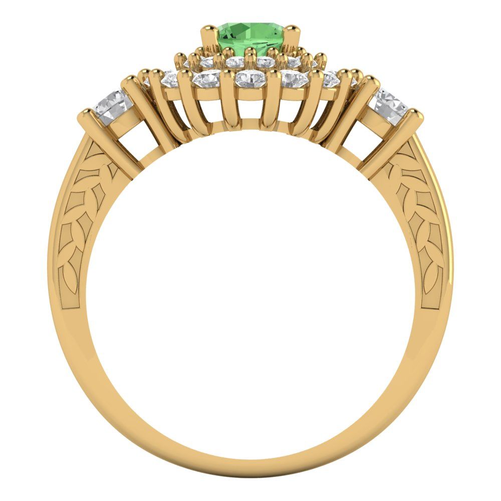 1.4 cttw Zirconia Simulated Green Diamond Hidden Halo Engagement Ring - Solid Gold (VVS1, Round Cut,5.0mm)