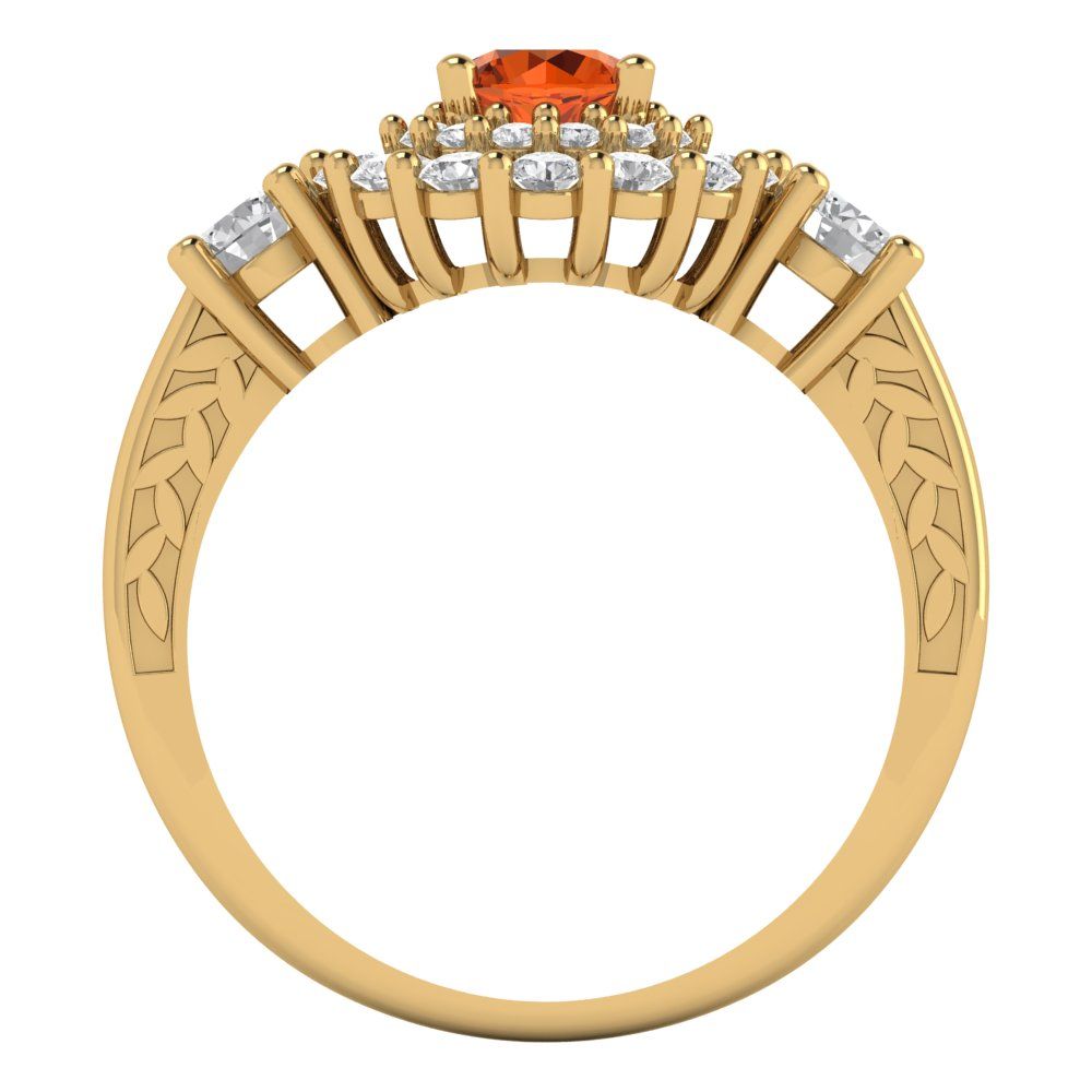 1.4 cttw Simulated Ruby Hidden Halo Engagement Ring - Solid Gold (Round Cut,5.0mm)