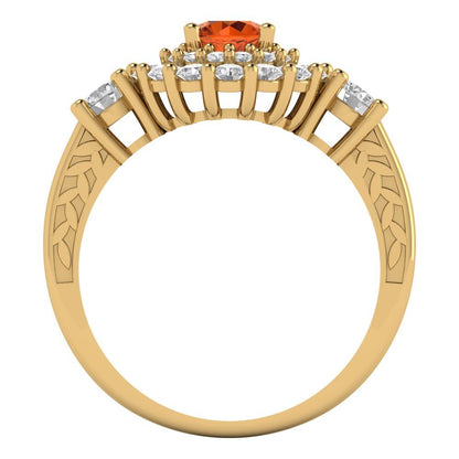 1.4 cttw Simulated Ruby Hidden Halo Engagement Ring - Solid Gold (Round Cut,5.0mm)