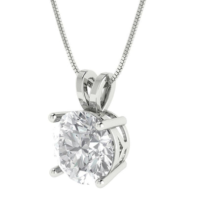 3cttw Round Cut Clear Gold-Plated 925 Silver Pendant and 16" Box-Chain Necklace