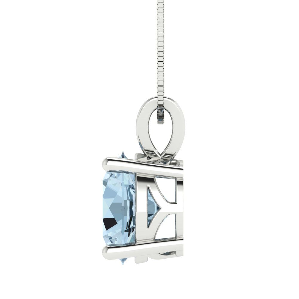 3cttw Round Cut Blue Gold-Plated 925 Silver Pendant and 16" Box-Chain Necklace