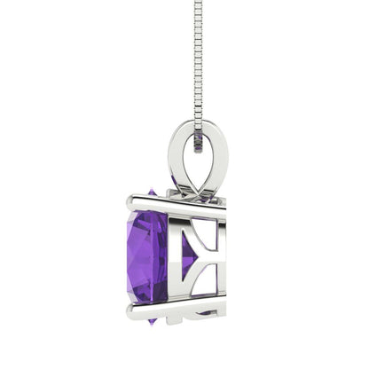 3cttw Round Cut Amethyst Gold-Plated 925 Silver Pendant and 16" Box-Chain Necklace