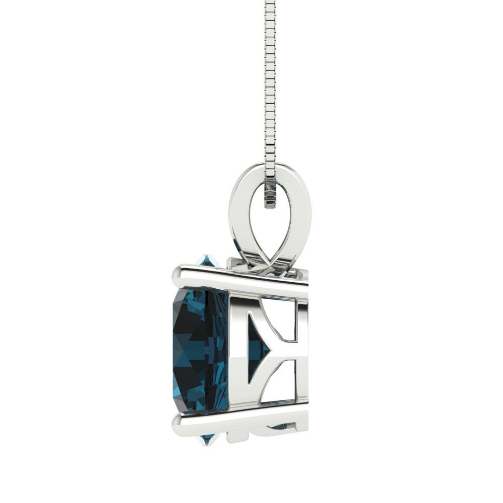 3 tcw Necklace Pendant - 14K White Gold Round Cut Solitaire  London - Adjustable Length - 15in Box Chain to 18in