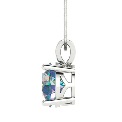3cttw Round Cut Blue Moissanite Gold-Plated 925 Silver Pendant and 16" Box-Chain Necklace
