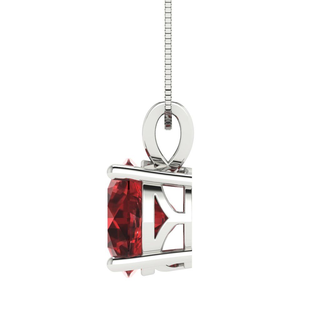 3cttw Round Cut Garnet Gold-Plated 925 Silver Pendant and 16" Box-Chain Necklace