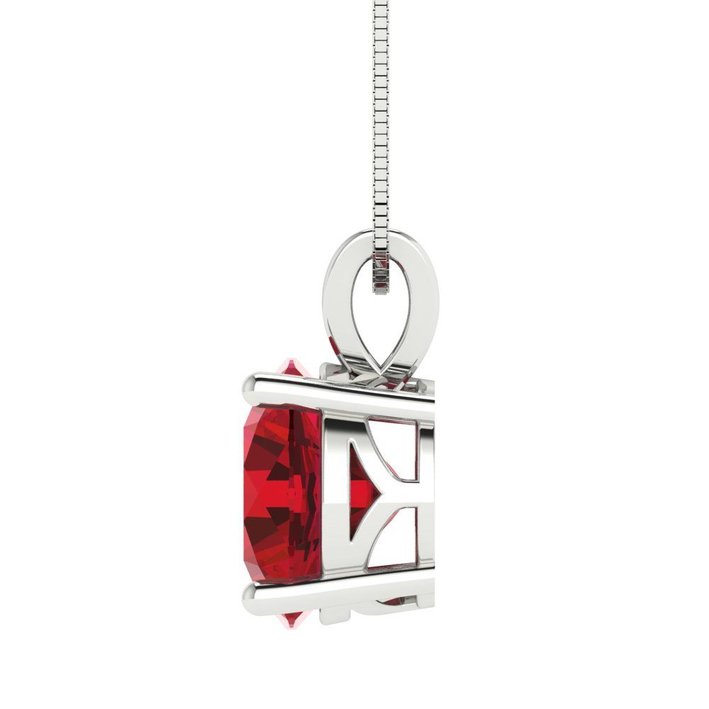 3 tcw Necklace Pendant - 14K White Gold Round Cut Solitaire  Pink Tourmaline - Adjustable Length - 15in Box Chain to 18in