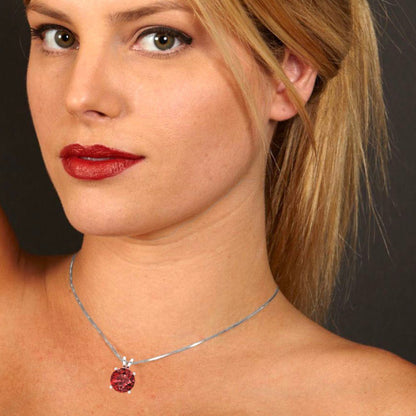 3cttw Round Cut Garnet Gold-Plated 925 Silver Pendant and 16" Box-Chain Necklace