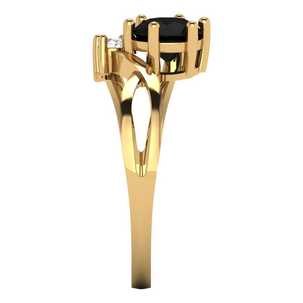 0.87 cttw Natural Onyx Three-Stone Engagement Ring - Solid Gold (Round Cut,6.0mm)