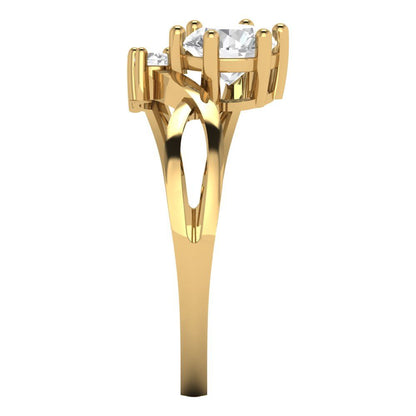 0.87 cttw Zirconia Simulated Diamond Three-Stone Engagement Ring - Solid Gold (VVS1, Round Cut,6.0mm)