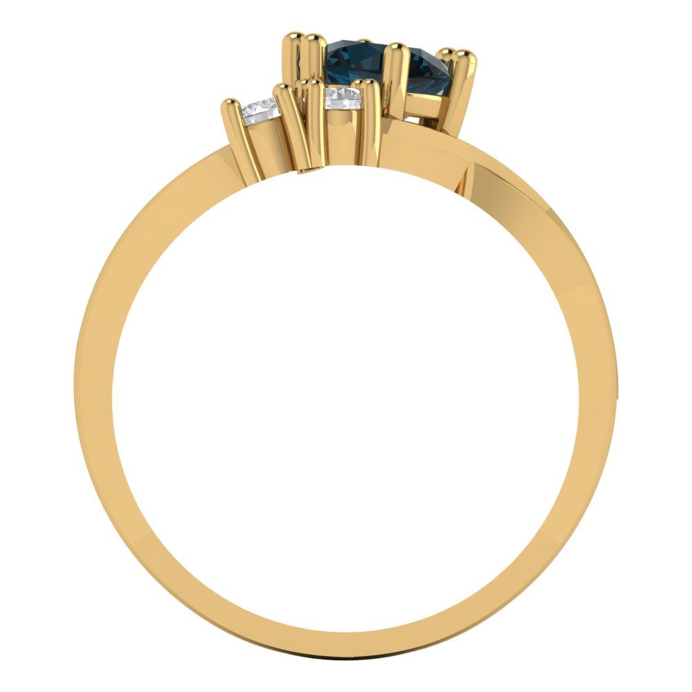 0.87 cttw Natural London Blue Topaz Three-Stone Engagement Ring - Solid Gold (Round Cut,6.0mm)