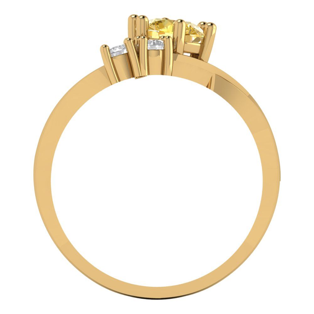 0.87 cttw Natural Citrine Three-Stone Engagement Ring - Solid Gold (Round Cut,6.0mm)