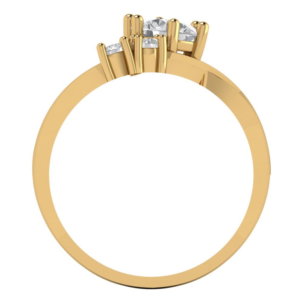 0.87 cttw Zirconia Simulated Diamond Three-Stone Engagement Ring - Solid Gold (VVS1, Round Cut,6.0mm)