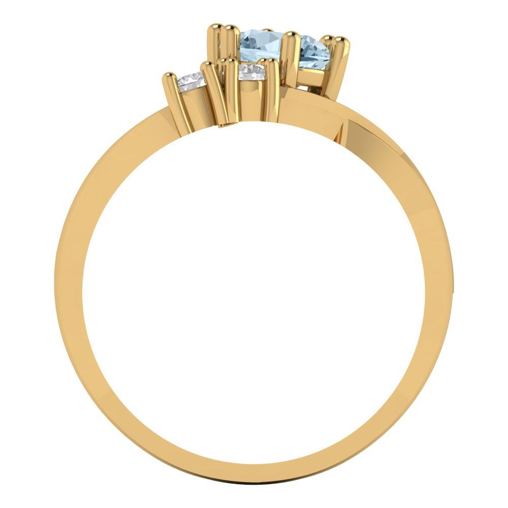 0.87 cttw Natural Sky Blue Topaz Three-Stone Engagement Ring - Solid Gold (Round Cut,6.0mm)