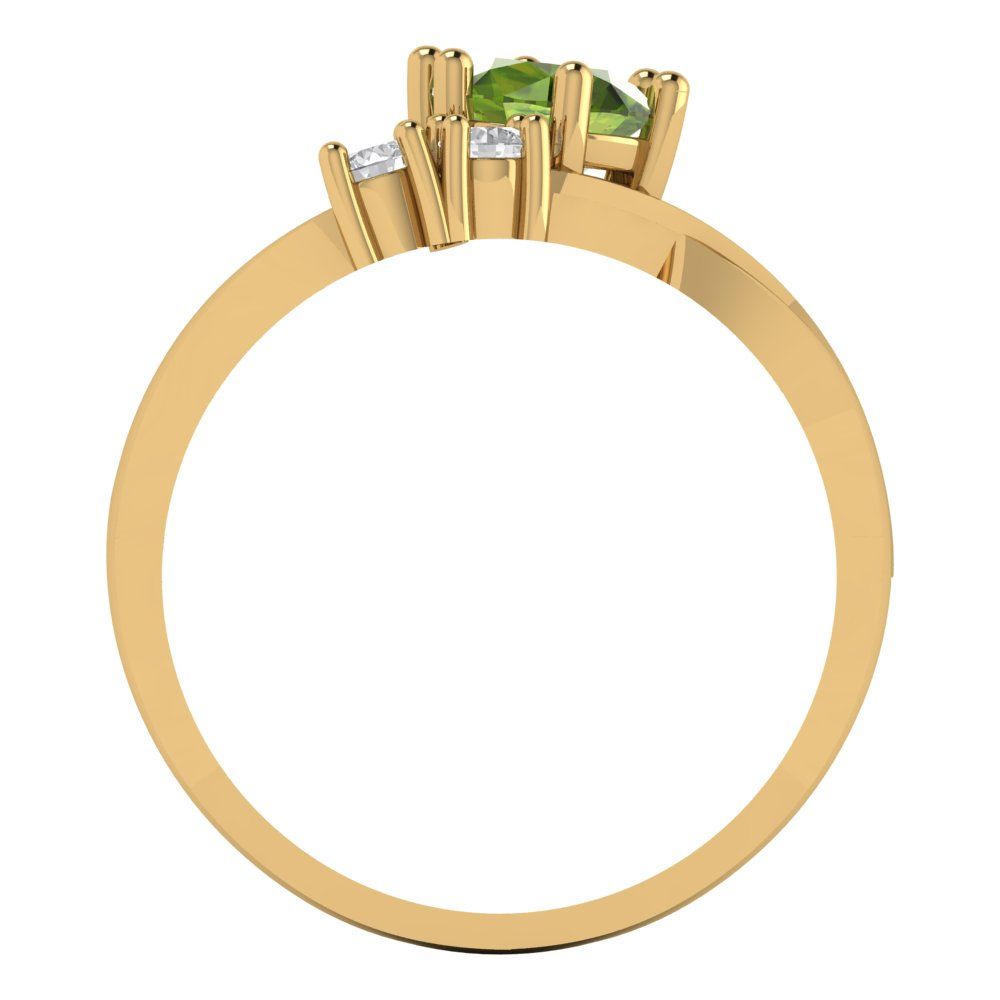 0.87 cttw Natural Peridot Three-Stone Engagement Ring - Solid Gold (Round Cut,6.0mm)