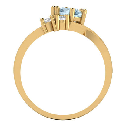 0.87 cttw Natural Swiss Blue Topaz Three-Stone Engagement Ring - Solid Gold (Round Cut,6.0mm)