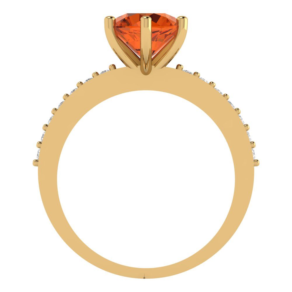 1.71 cttw Zirconia Simulated Red Diamond Solitaire with Zirconia Simulated Diamond Accents Engagement Ring - Solid Gold (VVS1, Round Cut,7.5mm)