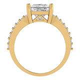 2.48 ct Brilliant Princess Cut Clear Simulated Diamond Stone Yellow Gold Solitaire with Accents Ring