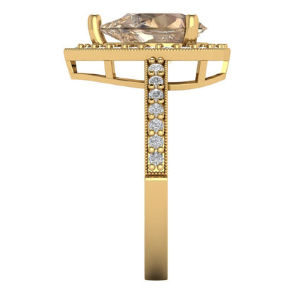 2.36 cttw Yellow Moissanite Hidden Halo Engagement Ring - Solid Gold (Pear Cut,10x7mm)