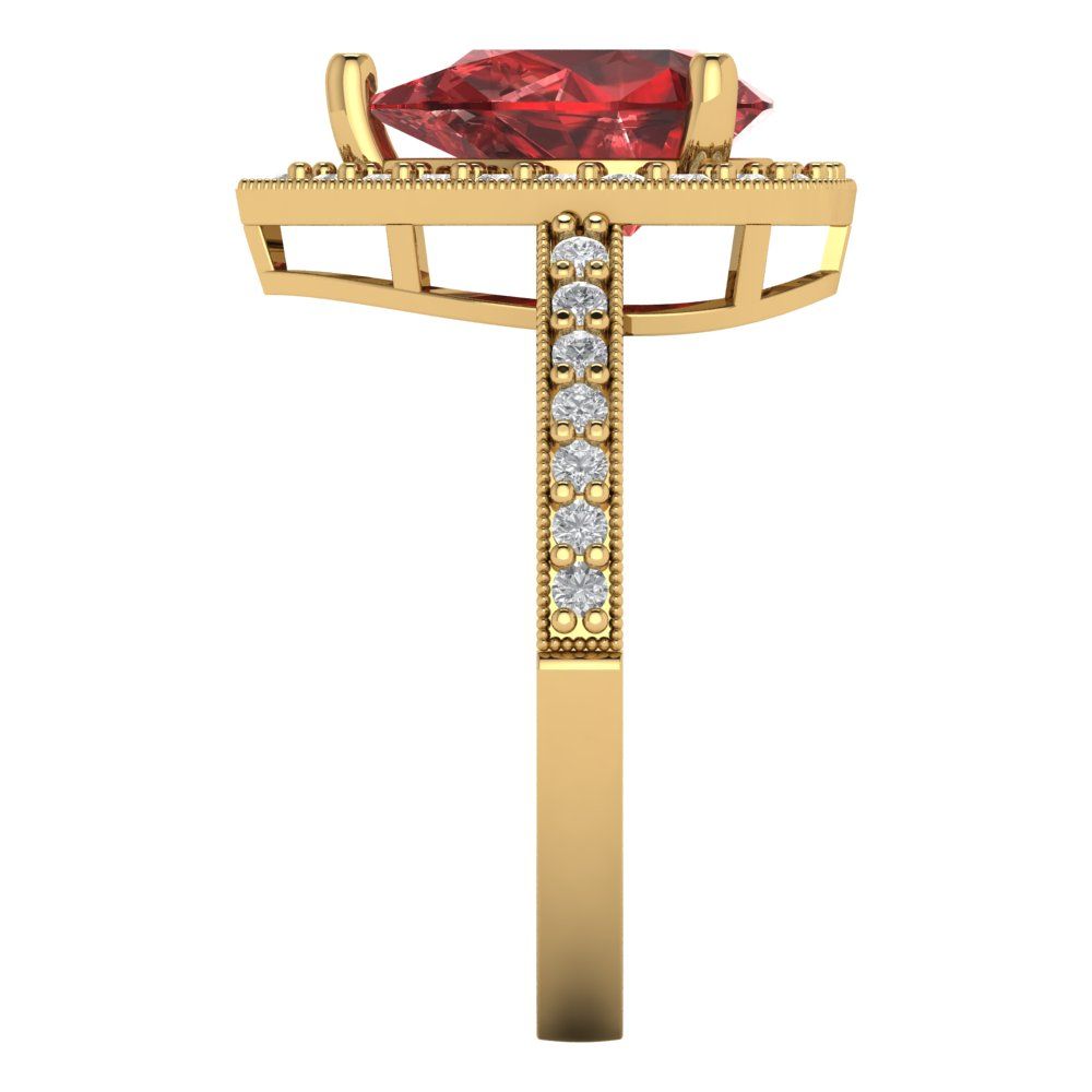 2.36 cttw Natural Garnet Hidden Halo Engagement Ring - Solid Gold (Pear Cut,10x7mm)