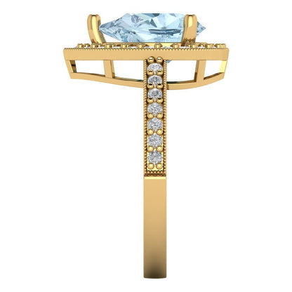 2.36 cttw Natural Sky Blue Topaz Hidden Halo Engagement Ring - Solid Gold (Pear Cut,10x7mm)