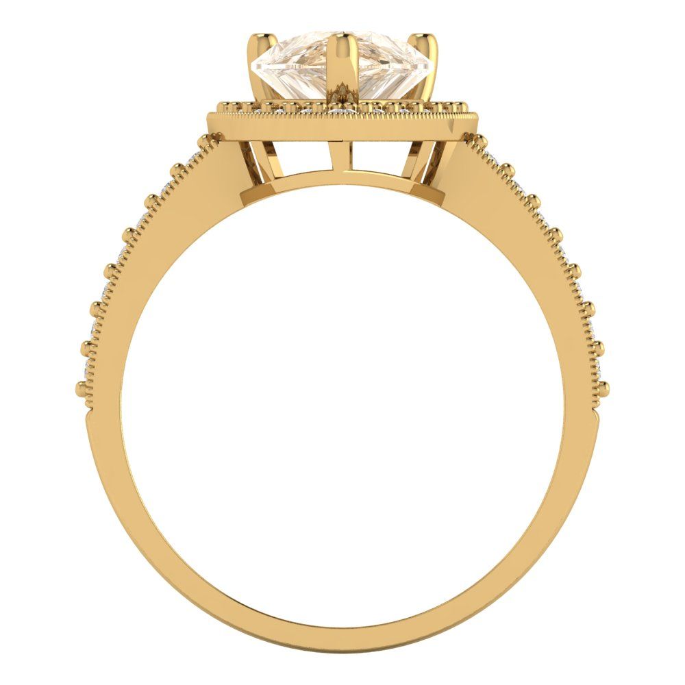 2.36 cttw Natural Morganite Hidden Halo Engagement Ring - Solid Gold (Pear Cut,10x7mm)
