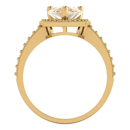 2.36 cttw Natural Morganite Hidden Halo Engagement Ring - Solid Gold (Pear Cut,10x7mm)
