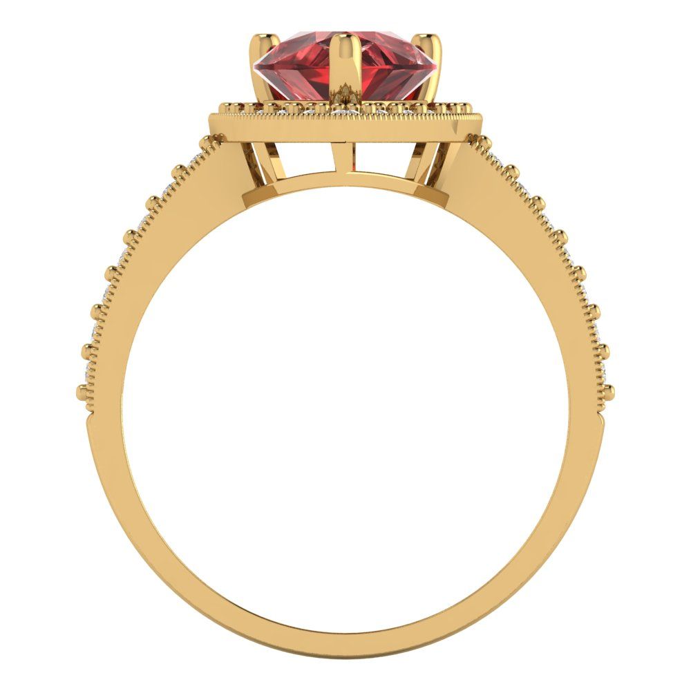 2.36 cttw Natural Garnet Hidden Halo Engagement Ring - Solid Gold (Pear Cut,10x7mm)
