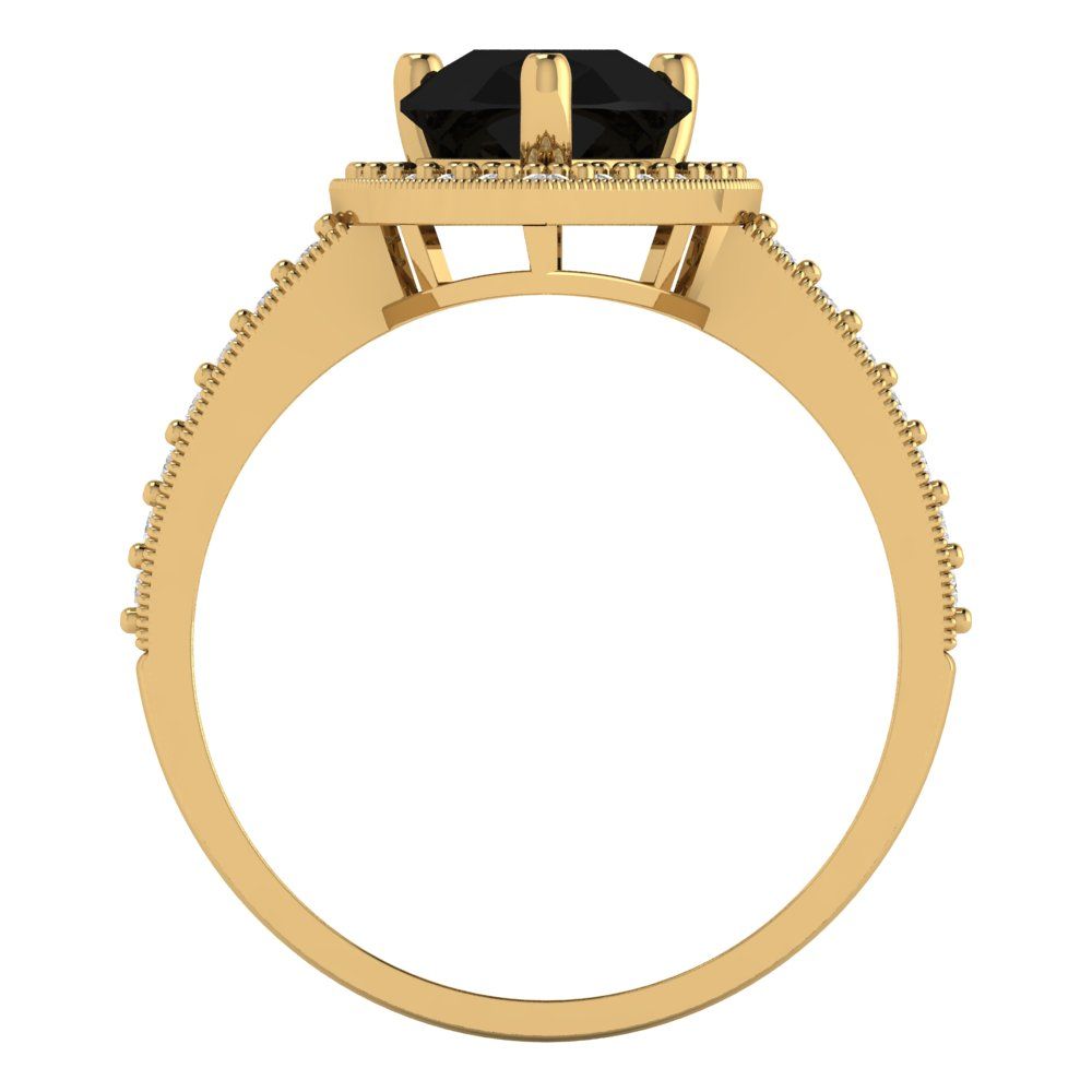 2.36 cttw Natural Onyx Hidden Halo Engagement Ring - Solid Gold (Pear Cut,10x7mm)