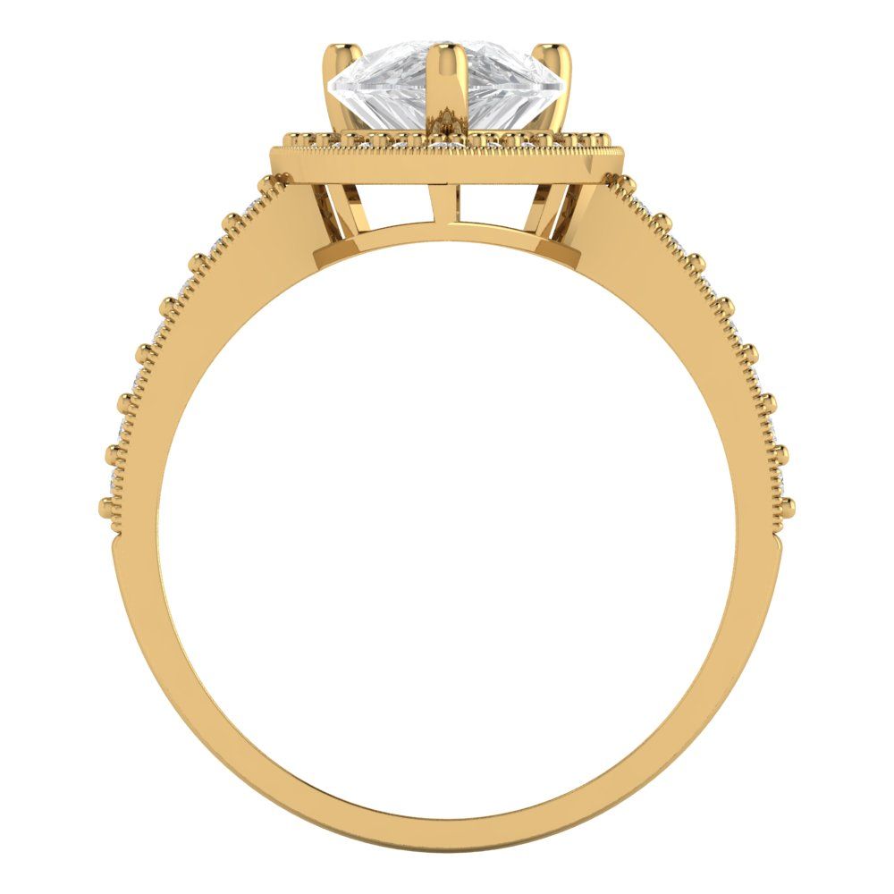 2.36 cttw White Sapphire Hidden Halo Engagement Ring - Solid Gold (Pear Cut,10x7mm)