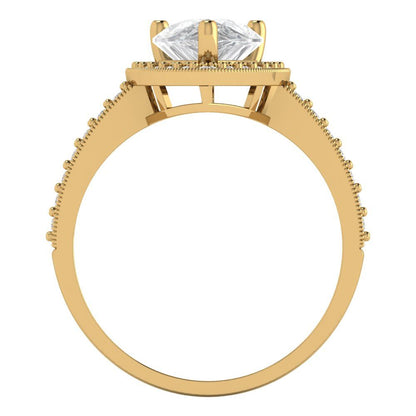 2.36 cttw White Sapphire Hidden Halo Engagement Ring - Solid Gold (Pear Cut,10x7mm)