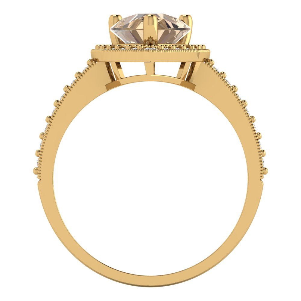 2.36 cttw Yellow Moissanite Hidden Halo Engagement Ring - Solid Gold (Pear Cut,10x7mm)