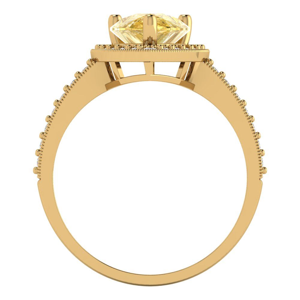 2.36 cttw Natural Citrine Hidden Halo Engagement Ring - Solid Gold (Pear Cut,10x7mm)