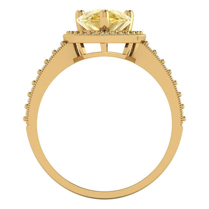 2.36 cttw Natural Citrine Hidden Halo Engagement Ring - Solid Gold (Pear Cut,10x7mm)