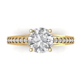 2.21 ct Brilliant Round Cut Natural Diamond Stone Clarity SI1-2 Color G-H Yellow Gold Solitaire with Accents Ring