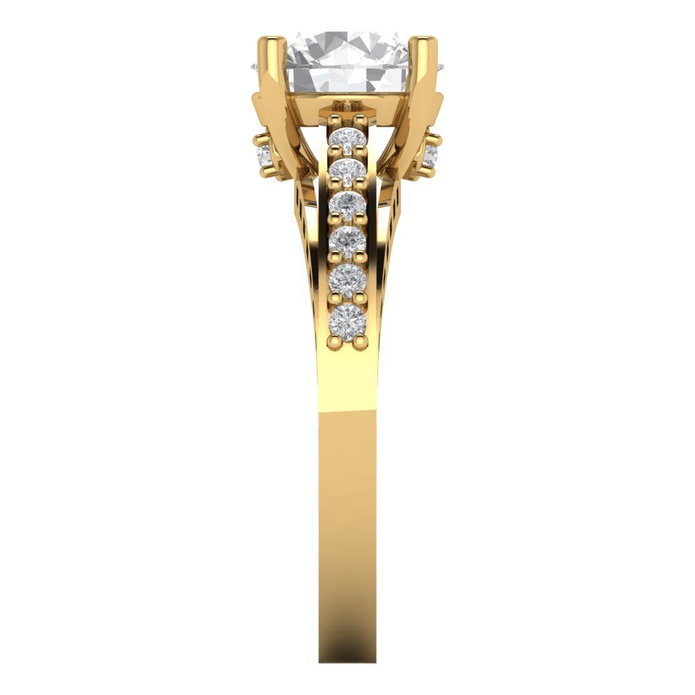 2.21 cttw White Sapphire Solitaire with Zirconia Simulated Diamond Accents Engagement Ring - Solid Gold (Round Cut,8.0mm)