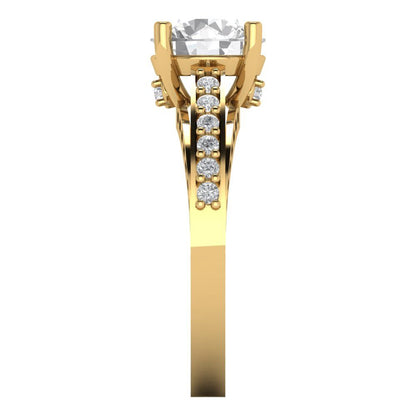 2.21 cttw White Sapphire Solitaire with Zirconia Simulated Diamond Accents Engagement Ring - Solid Gold (Round Cut,8.0mm)