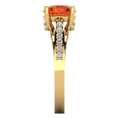 2.21 cttw Zirconia Simulated Red Diamond Solitaire with Zirconia Simulated Diamond Accents Engagement Ring - Solid Gold (VVS1, Round Cut,8.0mm)