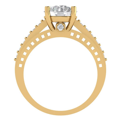 2.21 cttw White Sapphire Solitaire with Zirconia Simulated Diamond Accents Engagement Ring - Solid Gold (Round Cut,8.0mm)