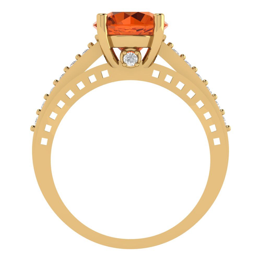 2.21 cttw Simulated Ruby Solitaire with Zirconia Simulated Diamond Accents Engagement Ring - Solid Gold (Round Cut,8.0mm)