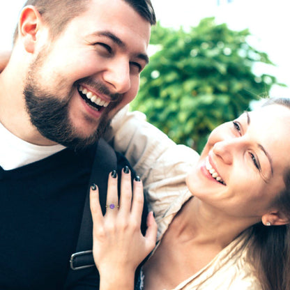 2.21 cttw Simulated Alexandrite Solitaire with Zirconia Simulated Diamond Accents Engagement Ring - Solid Gold (Round Cut,8.0mm)