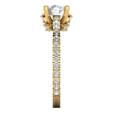 1.51 ct Brilliant Round Cut Natural Diamond Stone Clarity SI1-2 Color G-H Yellow Gold Solitaire with Accents Ring