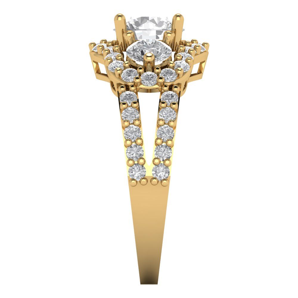 2.16 cttw Zirconia Simulated Diamond Three-Stone Engagement Ring - Solid Gold (VVS1, Round Cut,6.5mm)