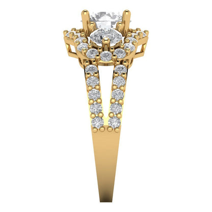 2.16 cttw White Sapphire Three-Stone Engagement Ring - Solid Gold (Round Cut,6.5mm)