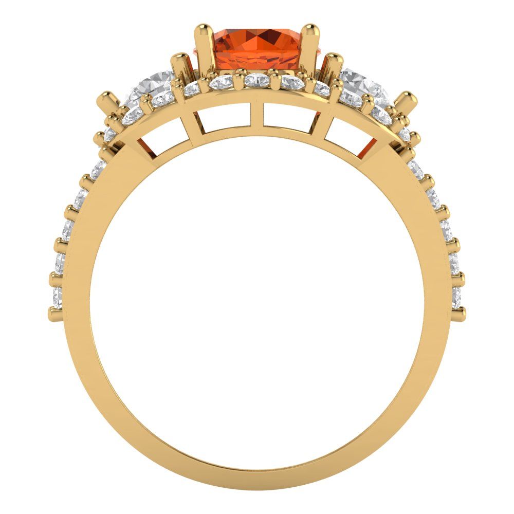 2.16 cttw Simulated Ruby Three-Stone Engagement Ring - Solid Gold (Round Cut,6.5mm)