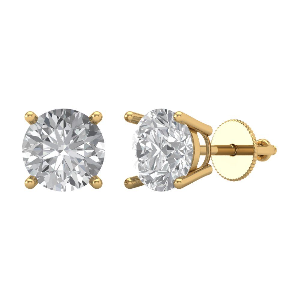 4 ctw Moissanite Studs Earrings | 8.0mm Round Cut White Gold Screw back | April Birthstone