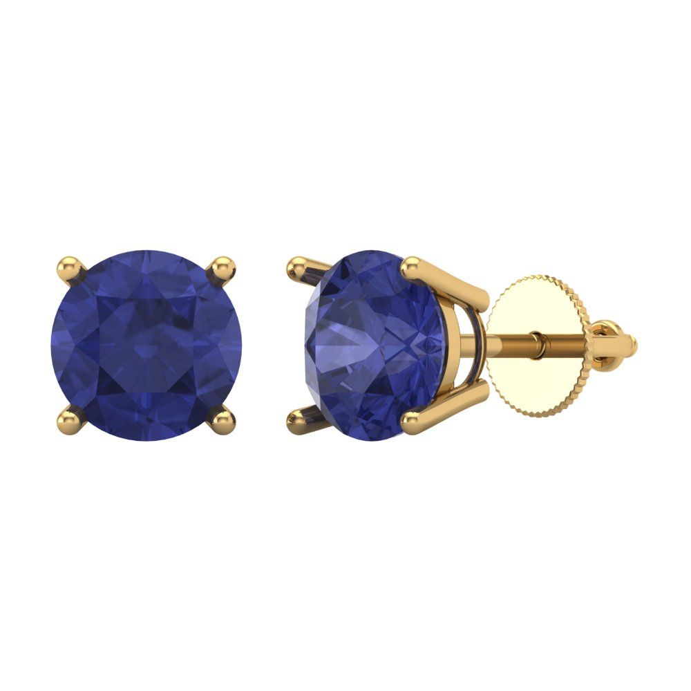 4 ctw Tanzanite Studs Earrings | 8.0mm Round Cut White Gold Screw back | December Birthstone