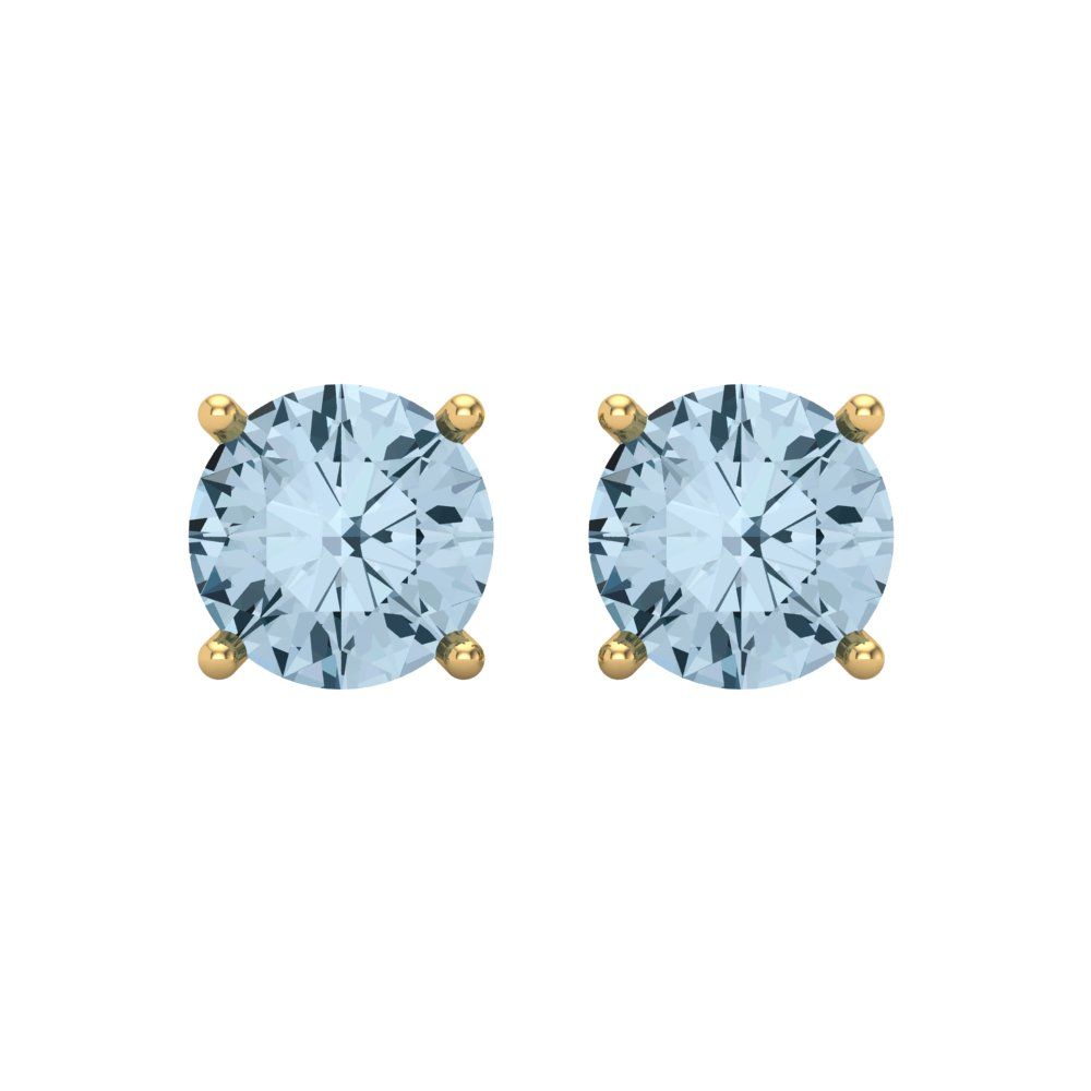 4cttw Aquamarine Gold-Plated 925 Silver Screw Back Stud Earrings